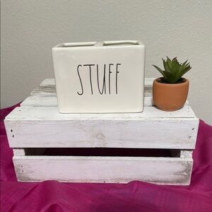 Rae Dunn Cream 'STUFF' Organizer